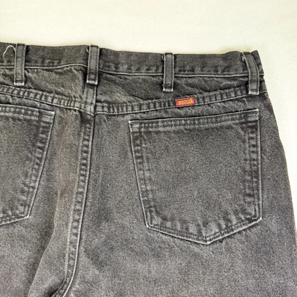 Rustler Mens Black Denim Straight Leg Jeans 36x30 87619JB Regular Fit Workwear